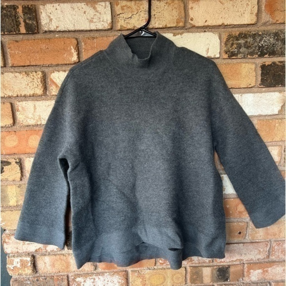 NWT Ann Taylor Mock Neck Wool Gray Sweater